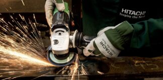 hitachi white black angle grinder