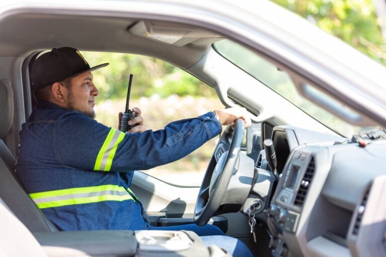 rescue man driving a car