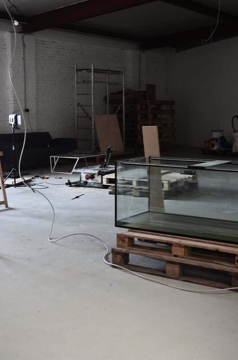 hall with various instruments during renovation