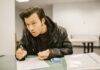 student cheating during an exam