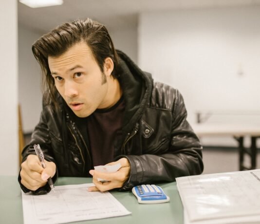 student cheating during an exam
