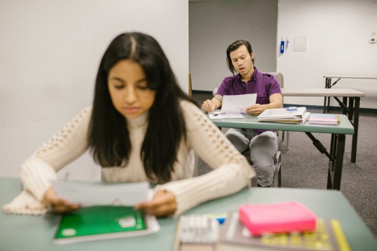 student looking at his test result