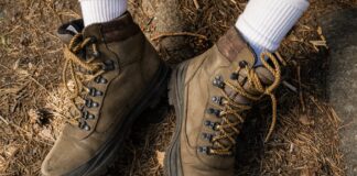 close up of hiking boots