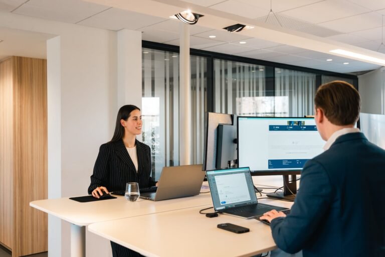 office workers at the desks
