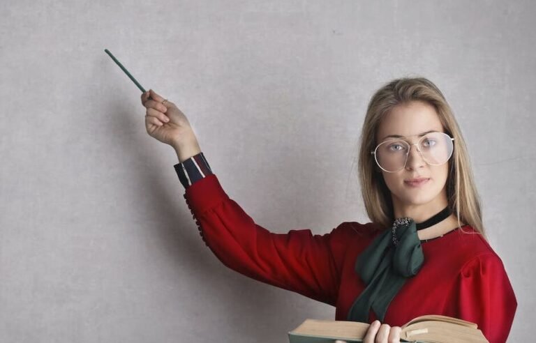 woman in discussing a lesson plan