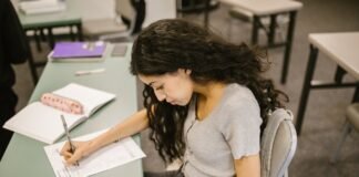 student cheating during an exam
