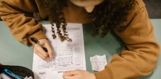 student cheating during an exam