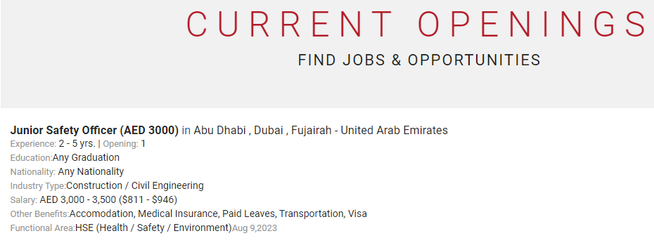 Junior Safety Officer Jobs In Dubai UAE Urgent Hiring HSE STUDY GUIDE