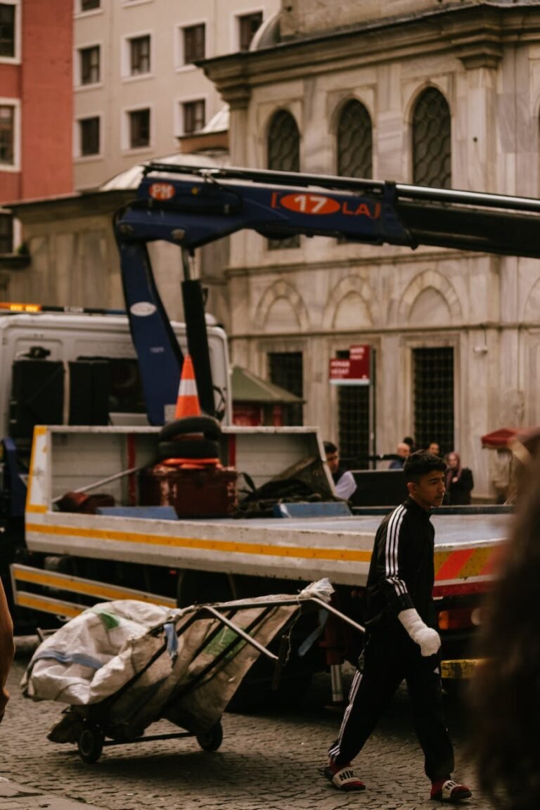 mobile train on a city street