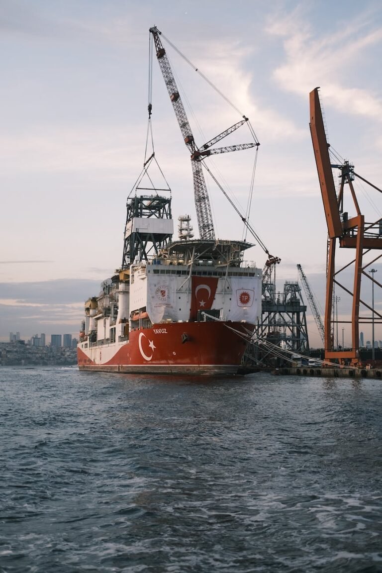 turkish container ship in harbors under crane