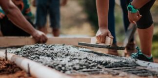 selective focus photography cement