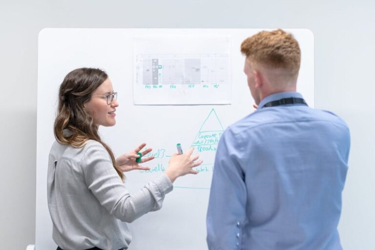 female engineer holding presentation