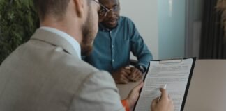 man reading a contract