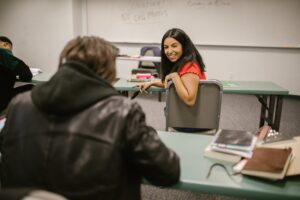 students cheating during an exam