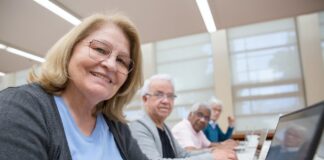 elderly people learning about computers
