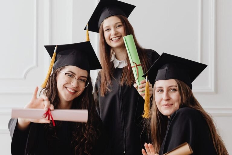 young women in their graduation toga