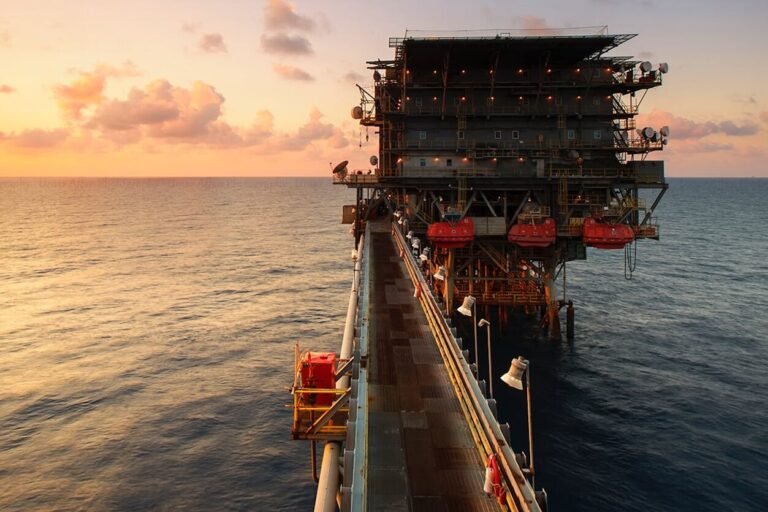 offshore drilling rig on body of water