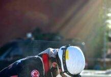 worker with helmet at construction site