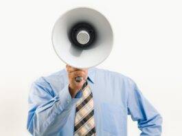 man holding a megaphone