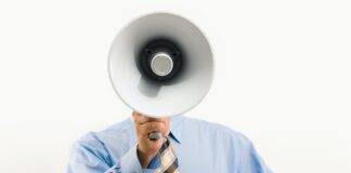 man holding a megaphone