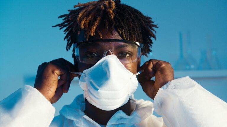 a man wearing a face mask