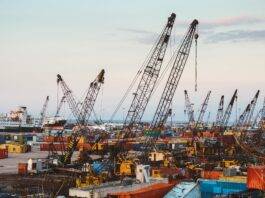 crane machineries on a port