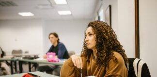 woman studying inside the classroom
