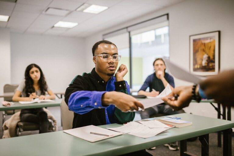 student getting his test paper