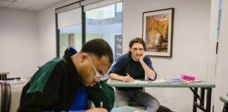 student cheating during an exam