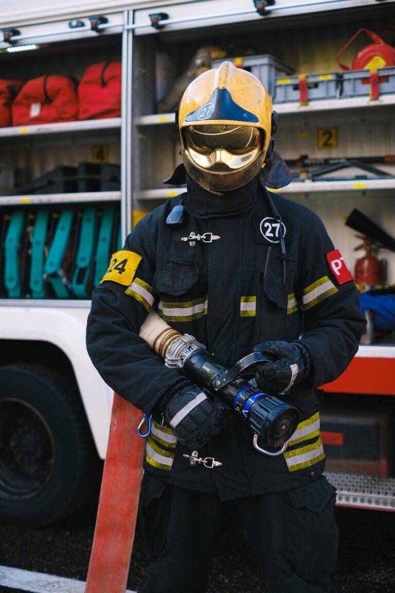 firefighter with equipment