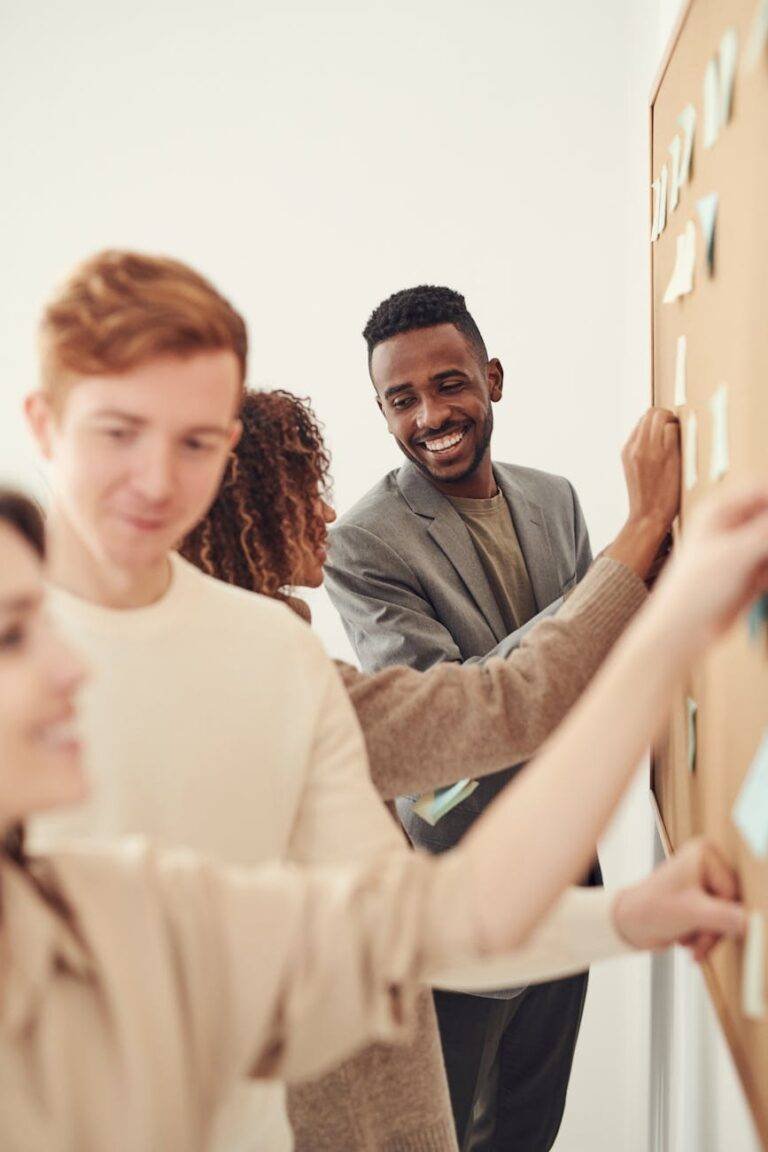 group of people standing indoors