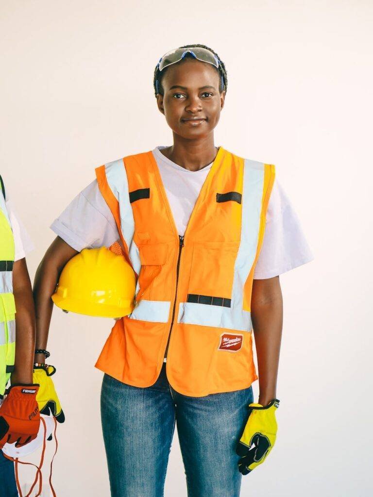 female engineer in reflective vest
