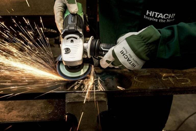hitachi white black angle grinder