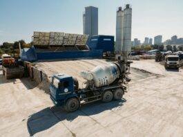 trucks on construction site
