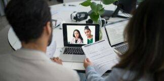 people doing online job interview