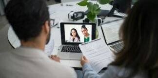 people doing online job interview