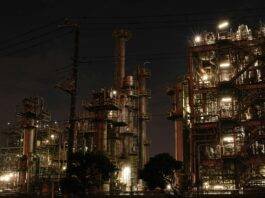 construction site at nighttime