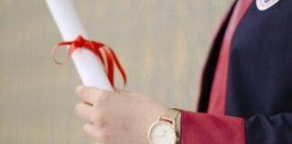 person wearing analog watch