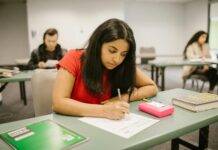 student cheating during an exam