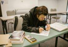 student cheating during an exam