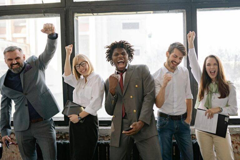 office team posing at the camera