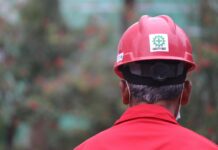 a person wearing a helmet