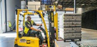 person using forklift