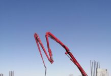 clear sky over sunlit construction site