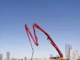 clear sky over sunlit construction site