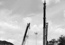 monochrome cranes at ipoh inland port