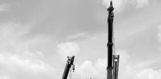 monochrome cranes at ipoh inland port