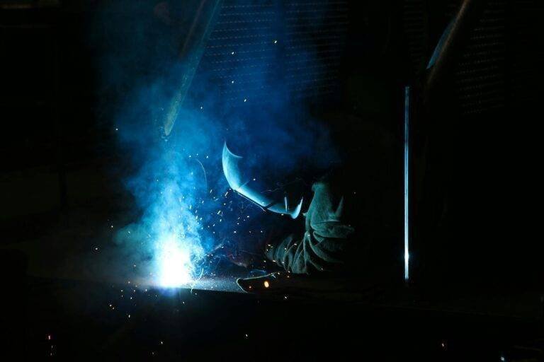 man using a electric welding