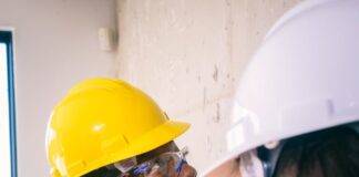 female engineer looking up
