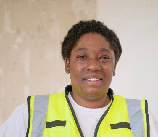 close up photo of woman in reflective vest